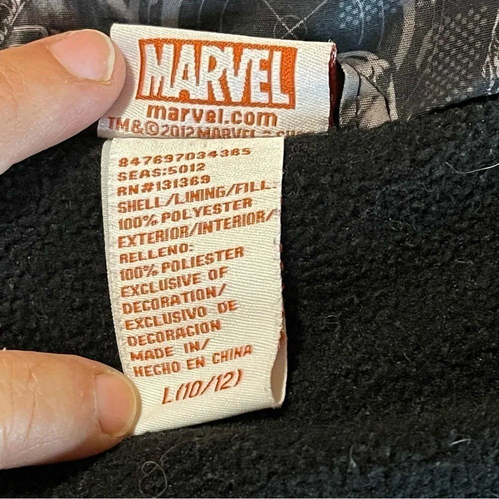 Marvel Avengers Children Jacket Black and Gray Size L 10-12